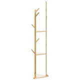 Kapstok met haken en schappen 39x33x166 cm bamboe - AllerleiShop