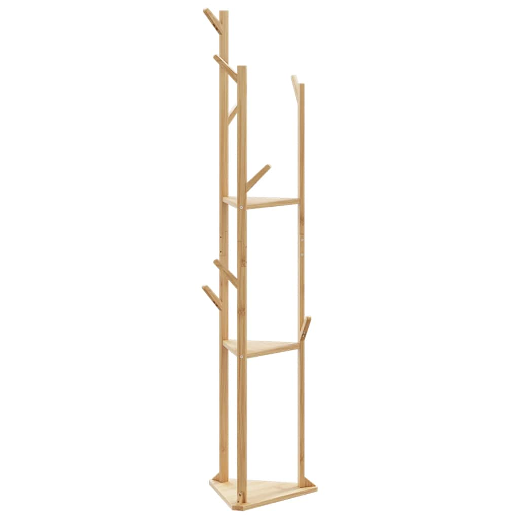 Kapstok met haken en schappen 39x33x166 cm bamboe - AllerleiShop