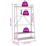 Kledingrek met schappen 110x40x180 cm bamboe