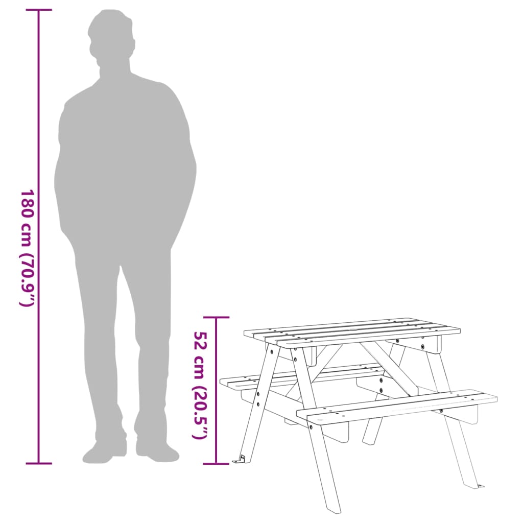 Picknicktafel voor 4 kinderen met parasolgat massief vurenhout - AllerleiShop