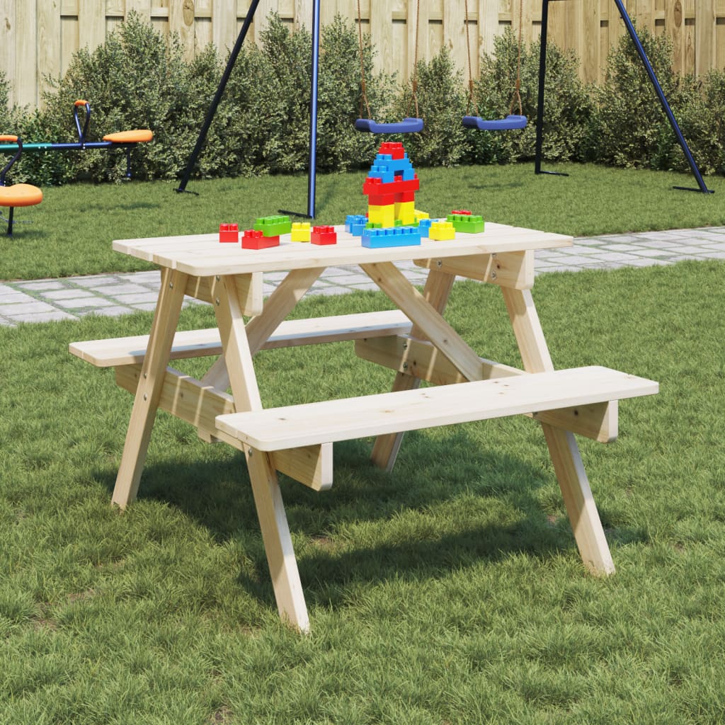 Picknicktafel voor 4 kinderen met parasolgat massief vurenhout - AllerleiShop