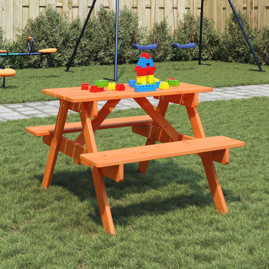 Picknicktafel voor 4 kinderen met parasolgat massief vurenhout - AllerleiShop