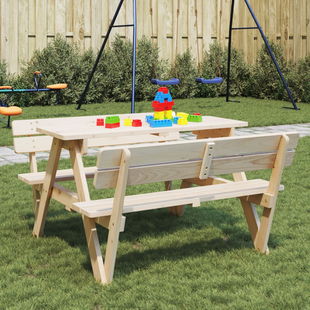 Picknicktafel voor 4 kinderen met parasolgat massief vurenhout - AllerleiShop