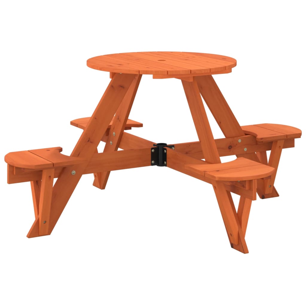 Picknicktafel voor 4 kinderen met parasolgat rond vurenhout - AllerleiShop