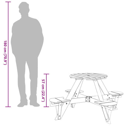 Picknicktafel voor 4 kinderen met parasolgat rond vurenhout - AllerleiShop