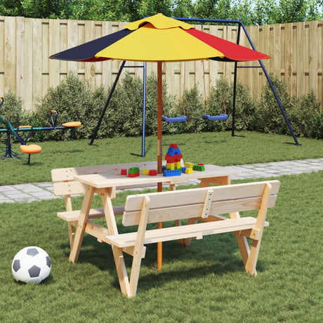 Parasol voor kinderen met houten paal Ø120x140 cm - AllerleiShop