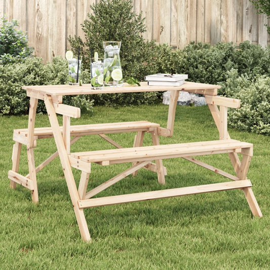 Picknicktafel met banken 2-in-1 ombouwbaar massief vurenhout - AllerleiShop