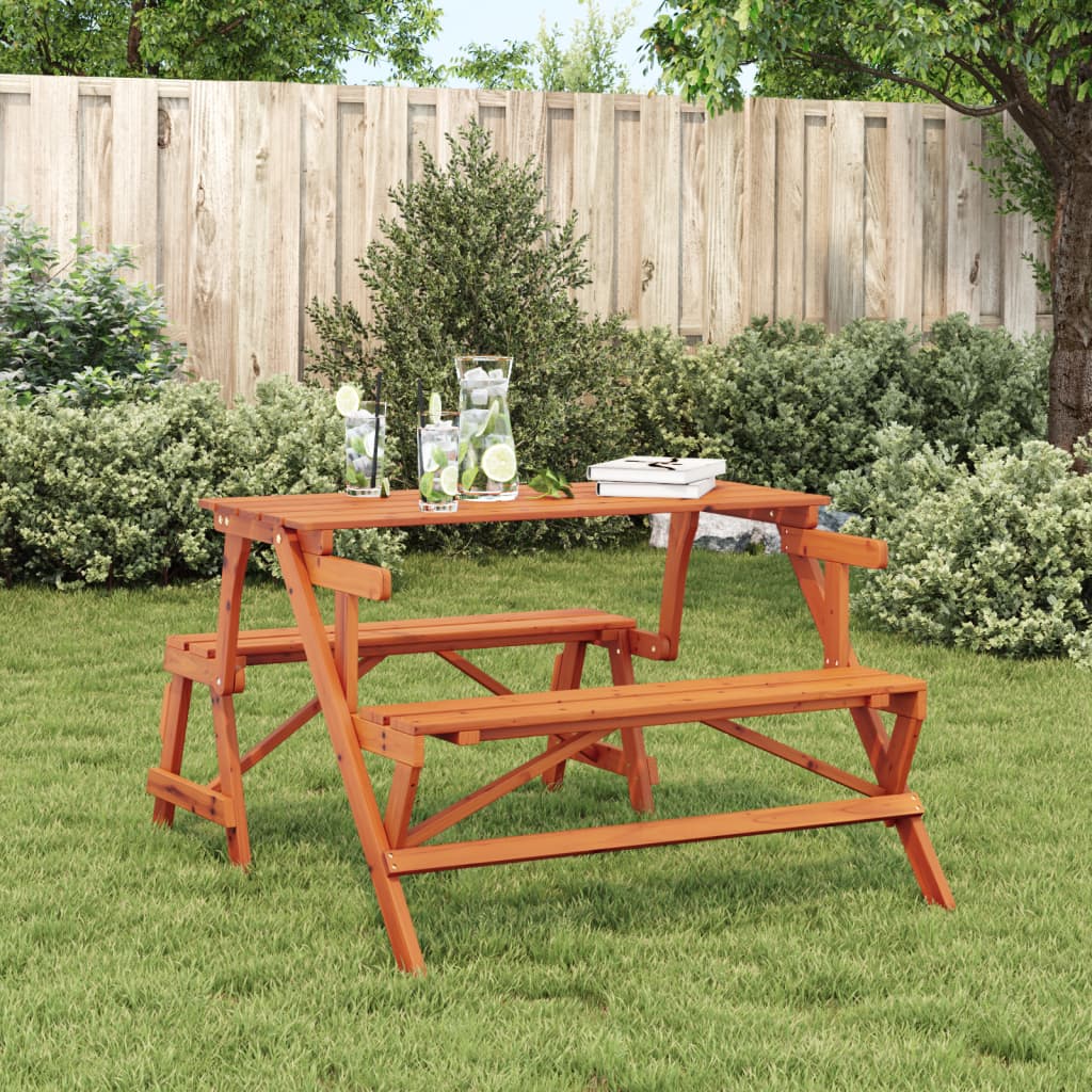 Picknicktafel met banken 2-in-1 ombouwbaar massief vurenhout - AllerleiShop