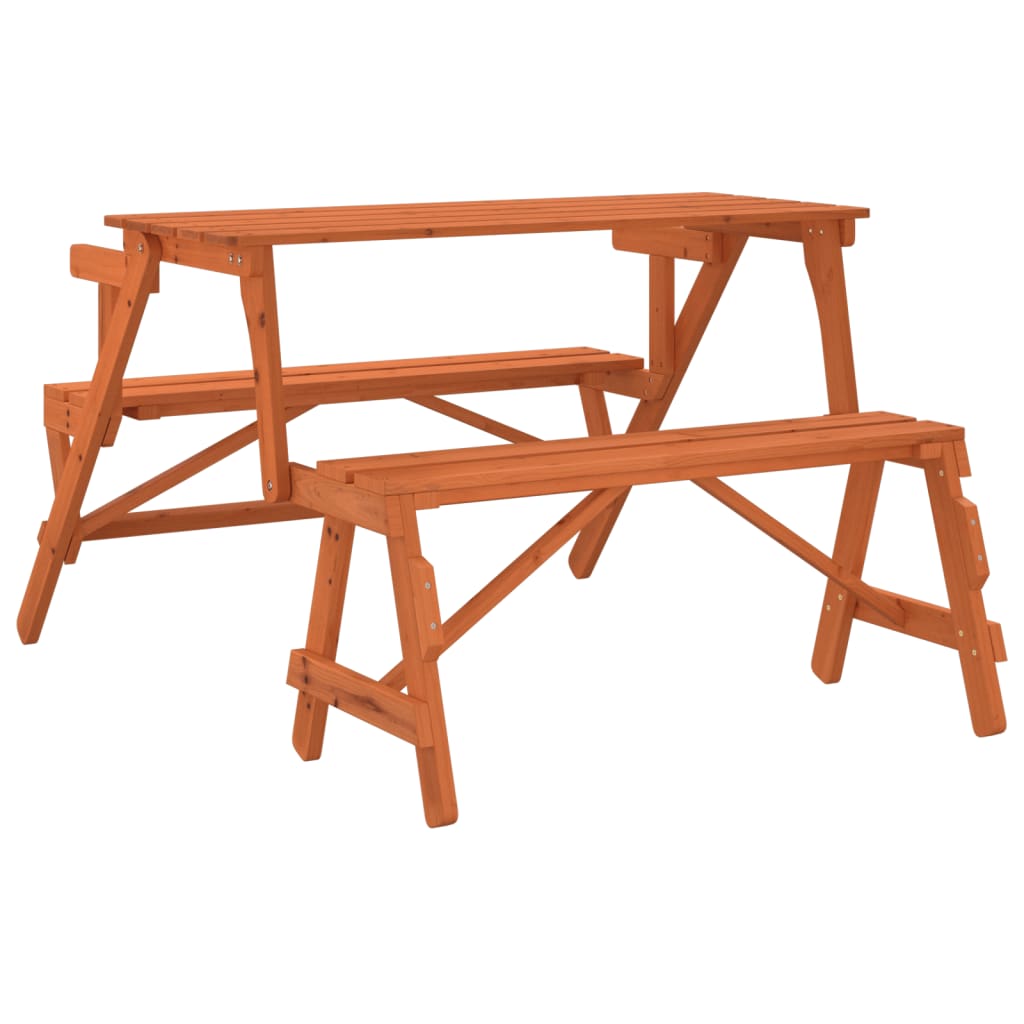 Picknicktafel met banken 2-in-1 ombouwbaar massief vurenhout - AllerleiShop