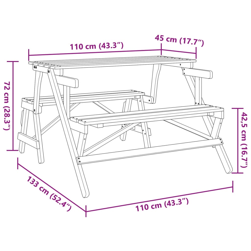 Picknicktafel met banken 2-in-1 ombouwbaar massief vurenhout - AllerleiShop