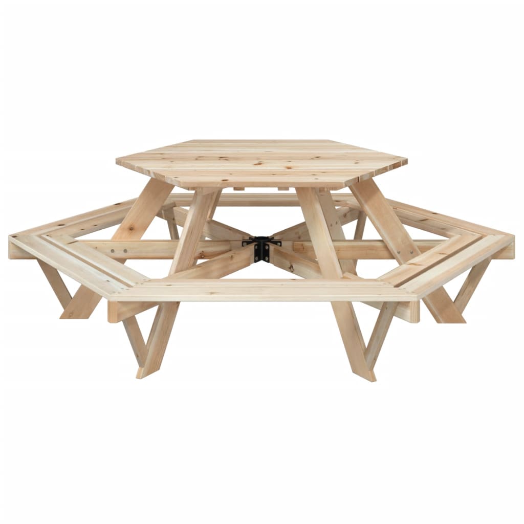 Picknicktafel voor 6 kinderen met banken zeshoekig vurenhout - AllerleiShop