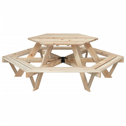 Picknicktafel voor 6 kinderen met banken zeshoekig vurenhout - AllerleiShop