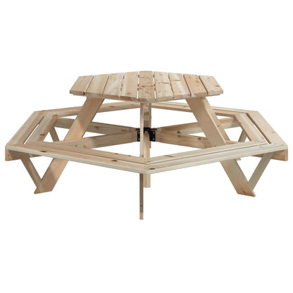 Picknicktafel voor 6 kinderen met banken zeshoekig vurenhout - AllerleiShop