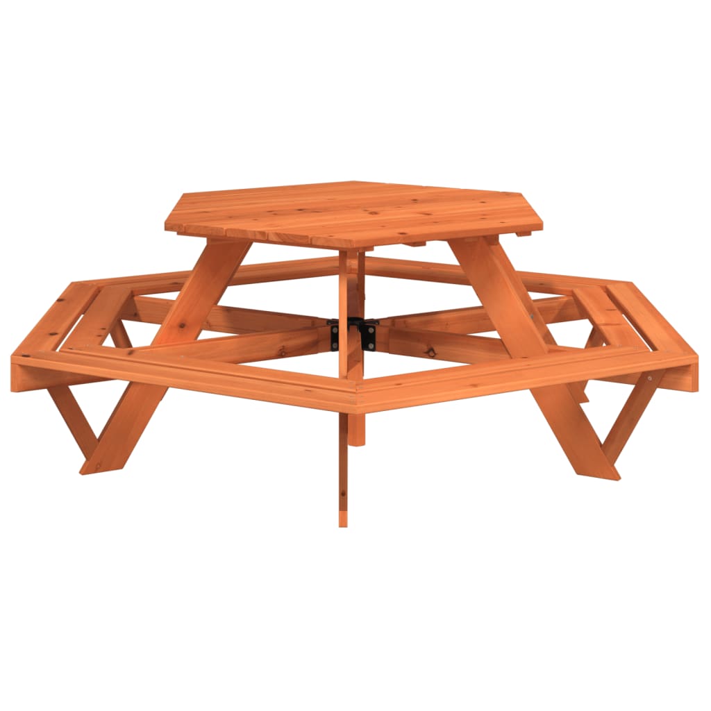 Picknicktafel voor 6 kinderen met banken zeshoekig vurenhout - AllerleiShop