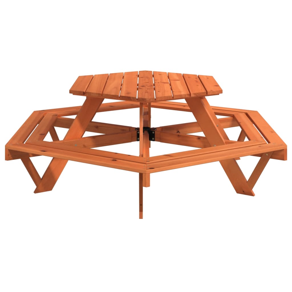 Picknicktafel voor 6 kinderen met banken zeshoekig vurenhout - AllerleiShop