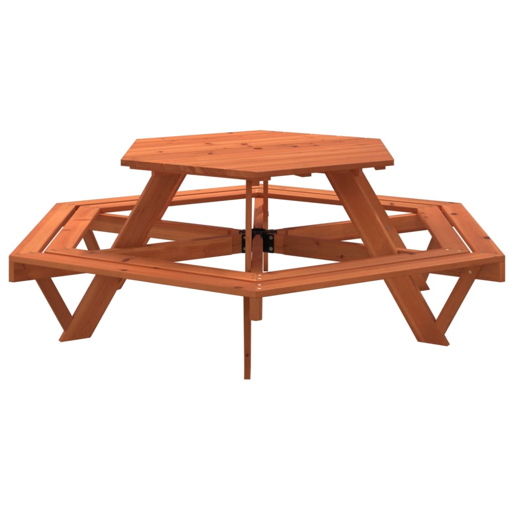 Picknicktafel voor 6 kinderen met banken zeshoekig vurenhout - AllerleiShop