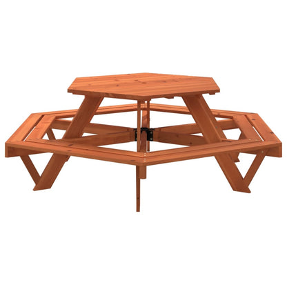 Picknicktafel voor 6 kinderen met banken zeshoekig vurenhout - AllerleiShop