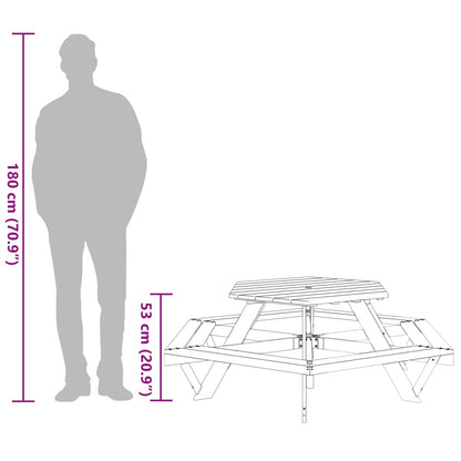 Picknicktafel voor 6 kinderen met banken zeshoekig vurenhout - AllerleiShop