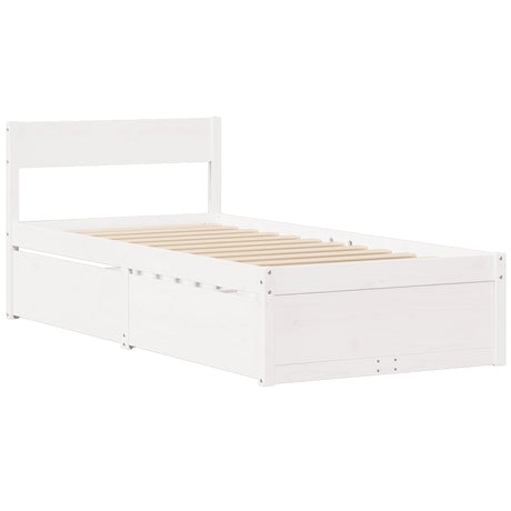 Bedframe zonder matras massief grenenhout wit 90x200 cm
