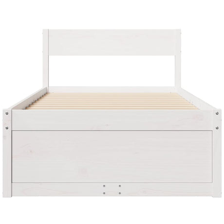 Bedframe zonder matras massief grenenhout wit 90x200 cm