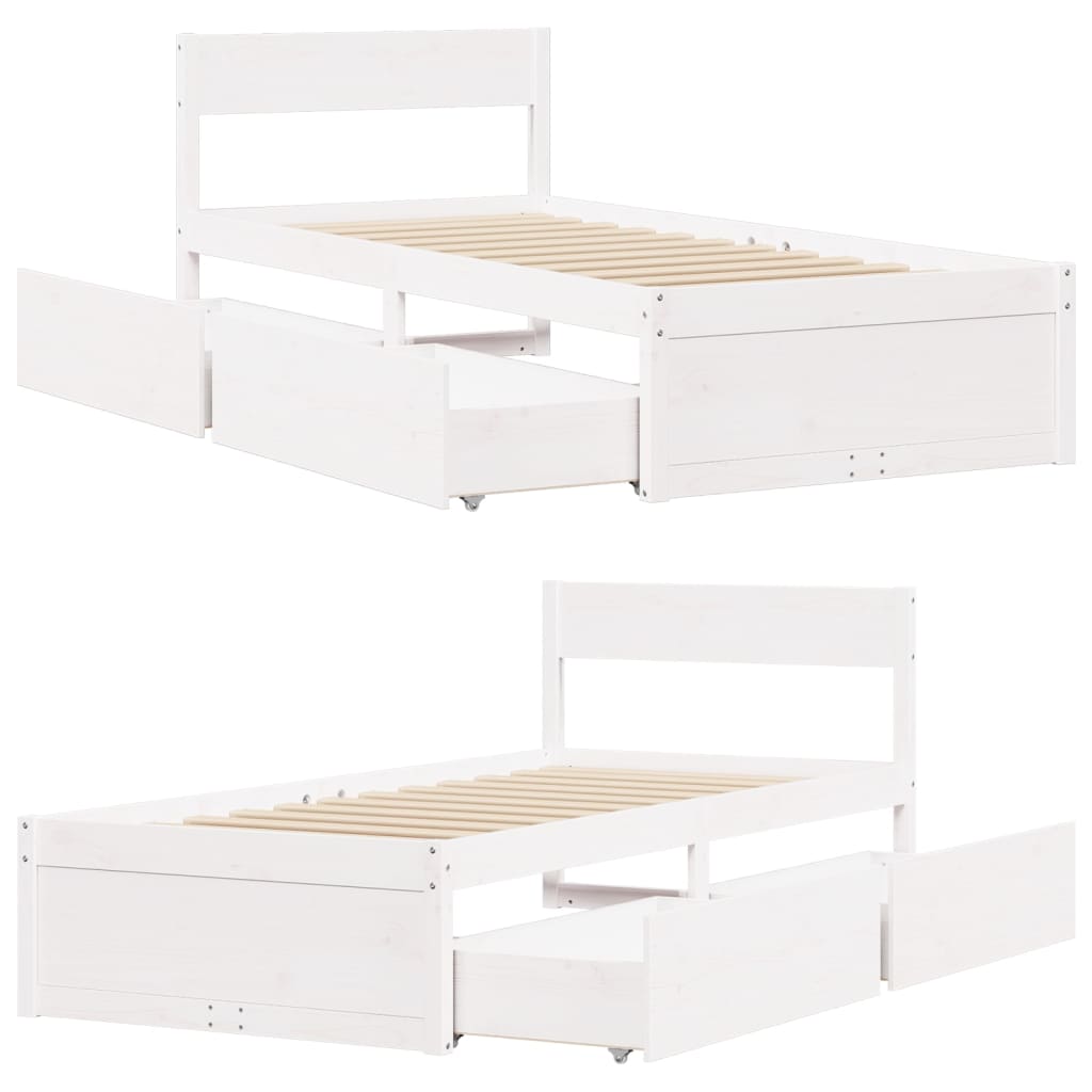 Bedframe zonder matras massief grenenhout wit 90x200 cm - AllerleiShop