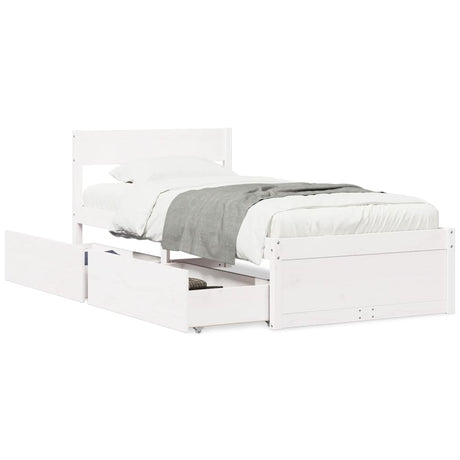 Bedframe zonder matras massief grenenhout wit 90x200 cm