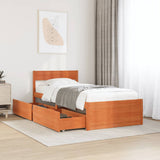 Bedframe zonder matras massief grenenhout wasbruin 90x200 cm