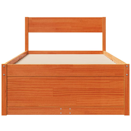 Bedframe zonder matras massief grenenhout wasbruin 90x200 cm