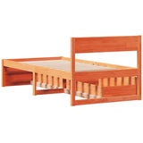 Bedframe zonder matras massief grenenhout wasbruin 90x200 cm