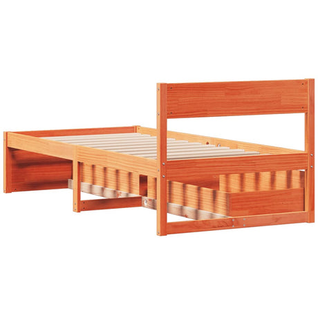 Bedframe zonder matras massief grenenhout wasbruin 90x200 cm
