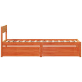 Bedframe zonder matras massief grenenhout wasbruin 90x190 cm