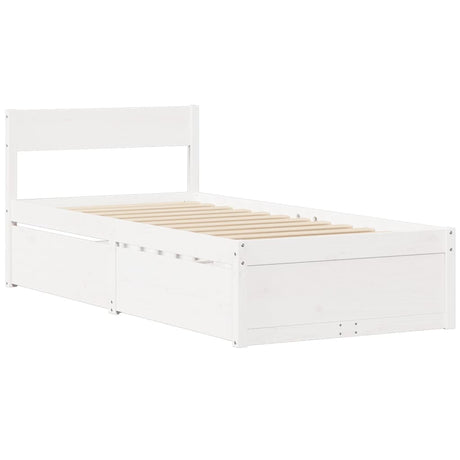 Bedframe zonder matras massief grenenhout wit 75x190 cm