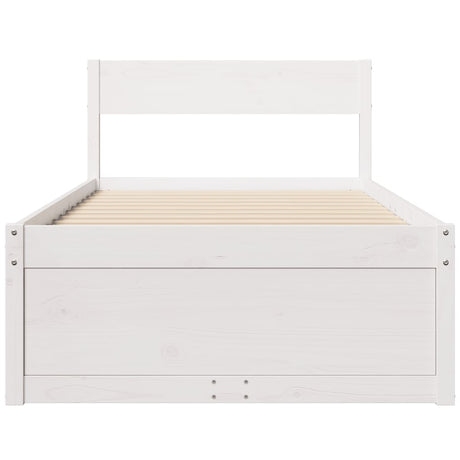 Bedframe zonder matras massief grenenhout wit 75x190 cm
