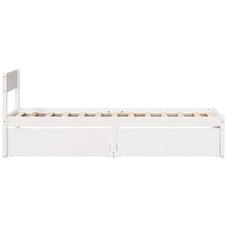 Bedframe zonder matras massief grenenhout wit 75x190 cm