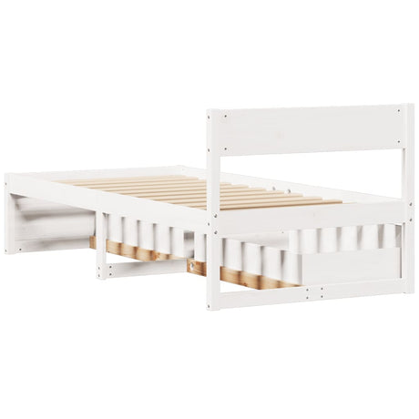 Bedframe zonder matras massief grenenhout wit 75x190 cm
