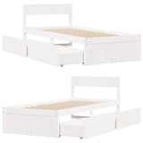 Bedframe zonder matras massief grenenhout wit 75x190 cm - AllerleiShop