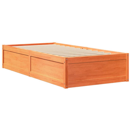 Bedframe zonder matras massief grenenhout wasbruin 100x200 cm
