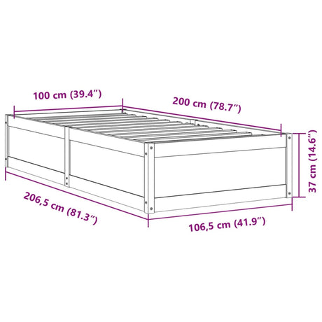 Bedframe zonder matras massief grenenhout wasbruin 100x200 cm