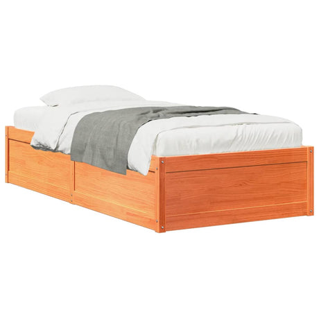 Bedframe zonder matras massief grenenhout wasbruin 100x200 cm