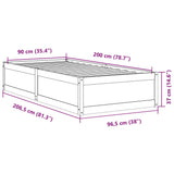 Bedframe zonder matras massief grenenhout 90x200 cm