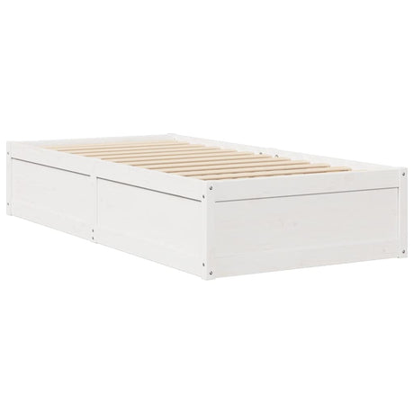 Bedframe zonder matras massief grenenhout wit 90x200 cm