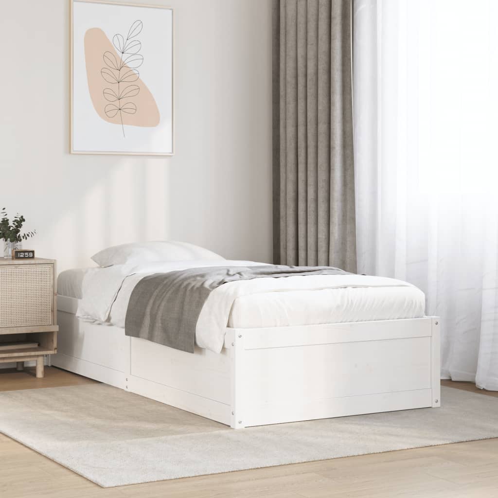 Bedframe zonder matras massief grenenhout wit 90x200 cm - AllerleiShop