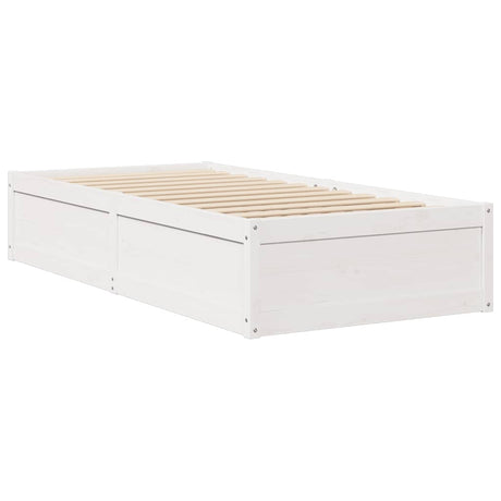 Bedframe zonder matras massief grenenhout wit 90x200 cm