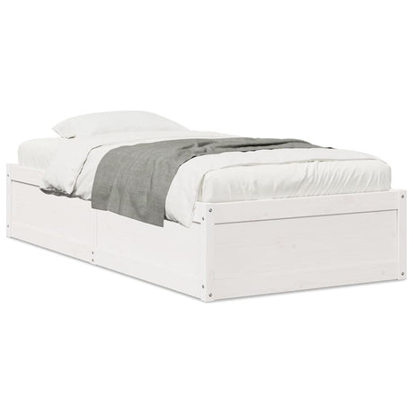 Bedframe zonder matras massief grenenhout wit 90x200 cm