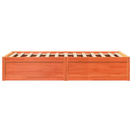 Bedframe zonder matras massief grenenhout wasbruin 90x200 cm