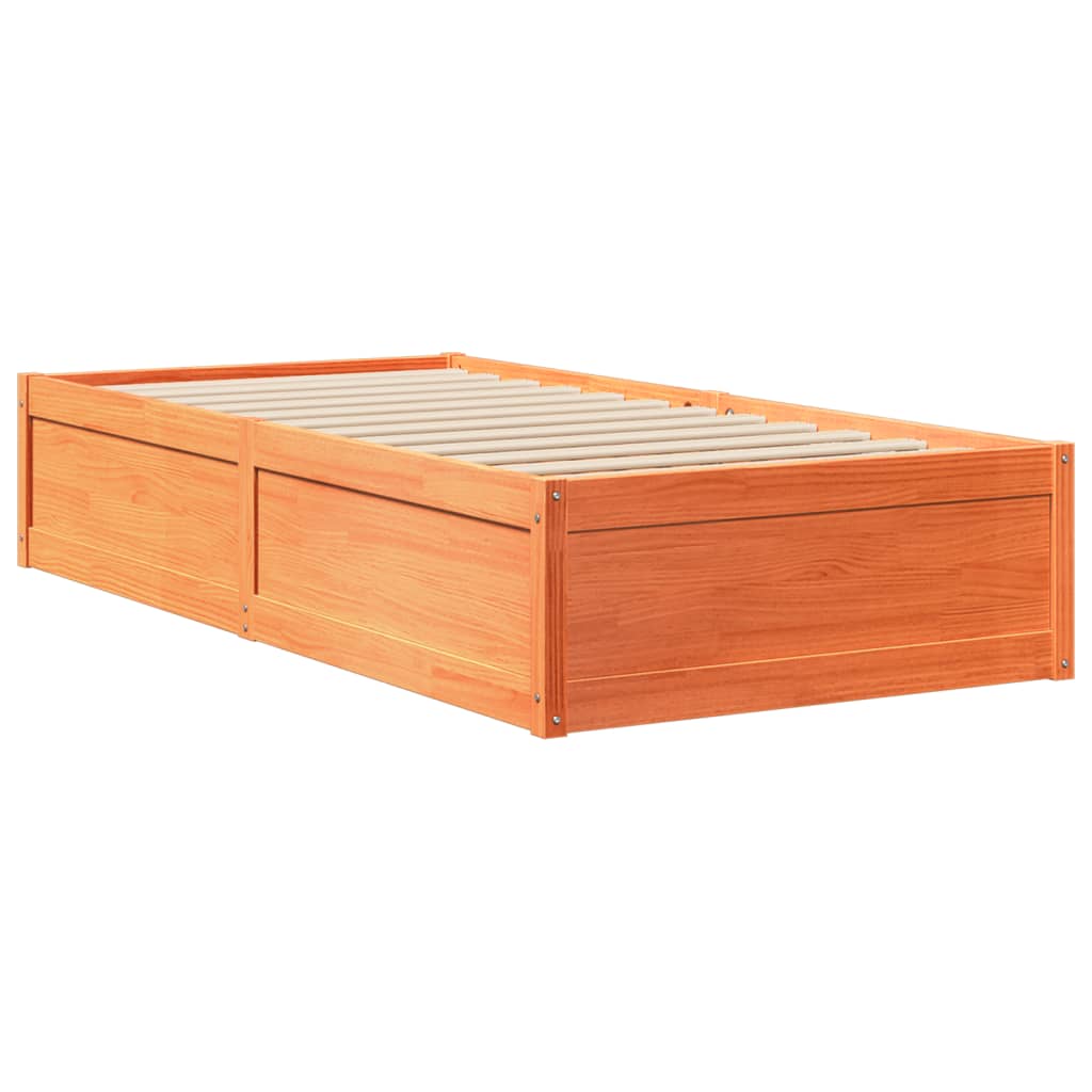 Bedframe zonder matras massief grenenhout wasbruin 90x200 cm