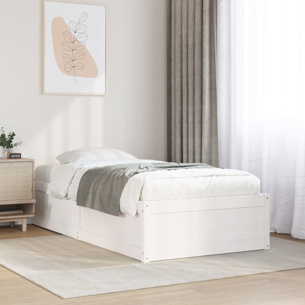 Bedframe zonder matras massief grenenhout wit 90x190 cm - AllerleiShop