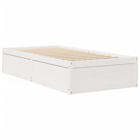 Bedframe zonder matras massief grenenhout wit 75x190 cm