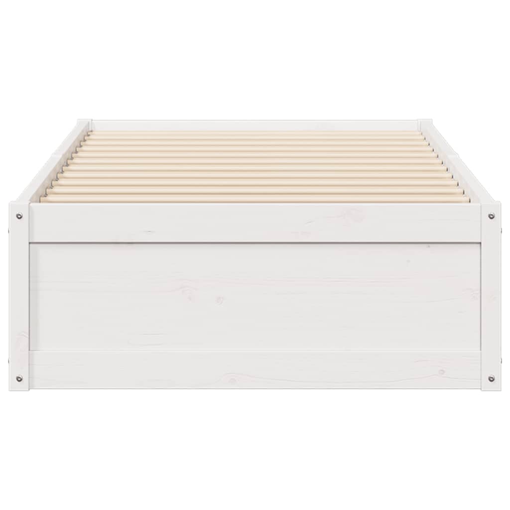 Bedframe zonder matras massief grenenhout wit 75x190 cm