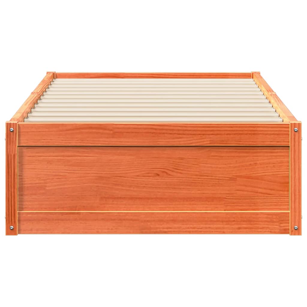 Bedframe zonder matras massief grenenhout wasbruin 75x190 cm